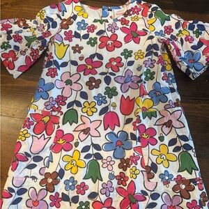 Hanna Andersson White Floral Pocket Dress with Pink, Blue & Yellow